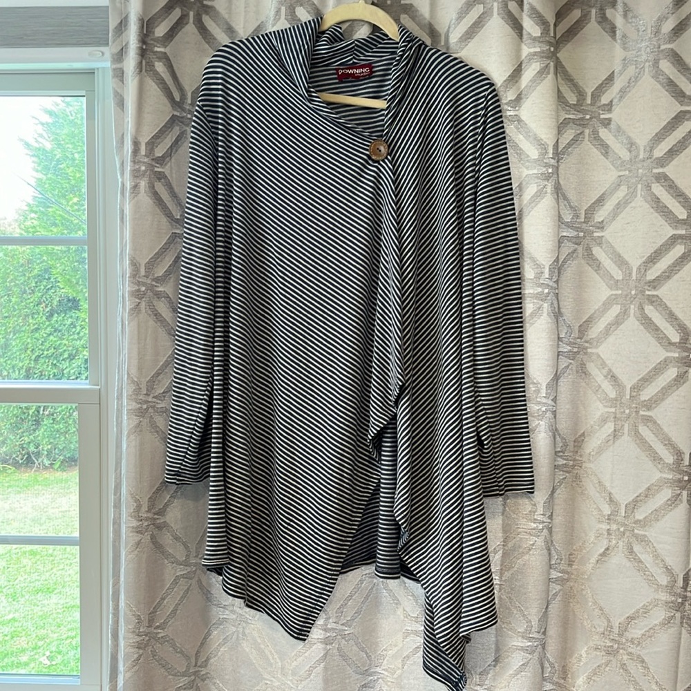 EUC:  Downing Studio Blue and White Cardigan- 3X